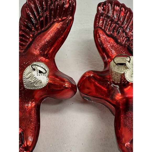 2 Old World Christmas 2006 Red  Cardinal Glass Ornaments Christmas Flying - Picture 9 of 15